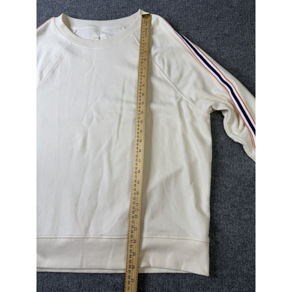 Lou & Grey Ivory Sweatshirt Medium Striped Sleeve Raglan Pullover Athleisure - Picture 9 of 9